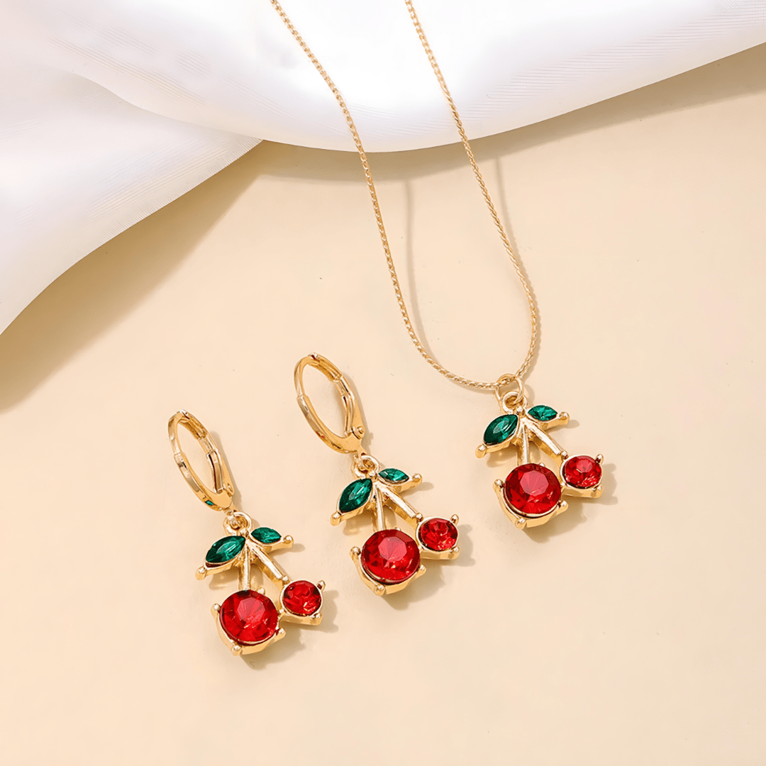 Sweet Cherry Blossom Collection | Necklace & Earring Set - Dolbrook Jewelers