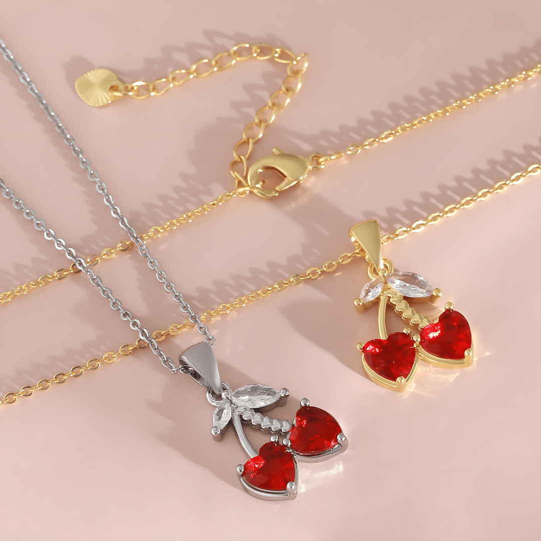 Sweet Cherry Hearts Necklace - Dolbrook Jewelers