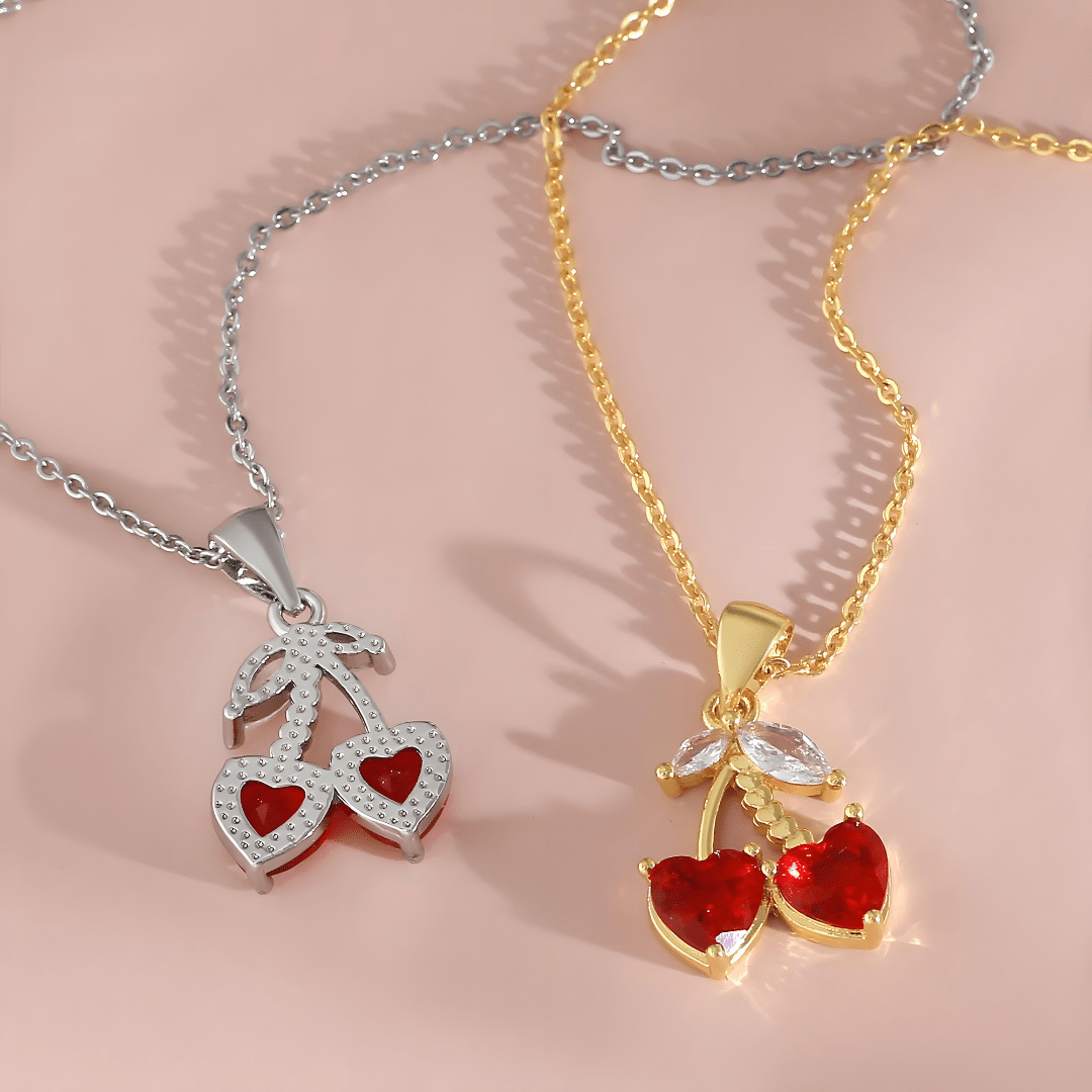 Sweet Cherry Hearts Necklace - Dolbrook Jewelers