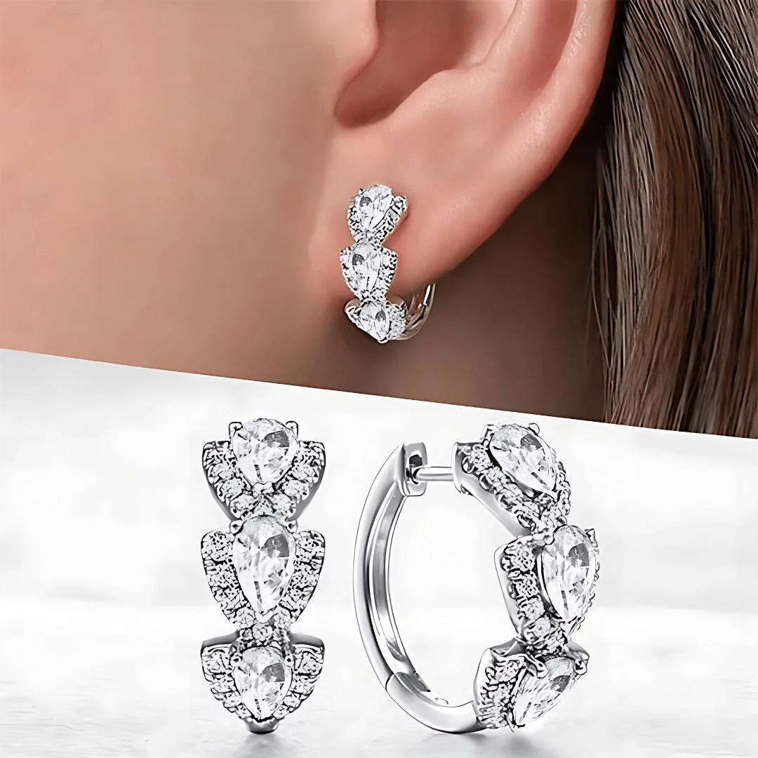 Teardrop Halo Hoops - Dolbrook Jewelers